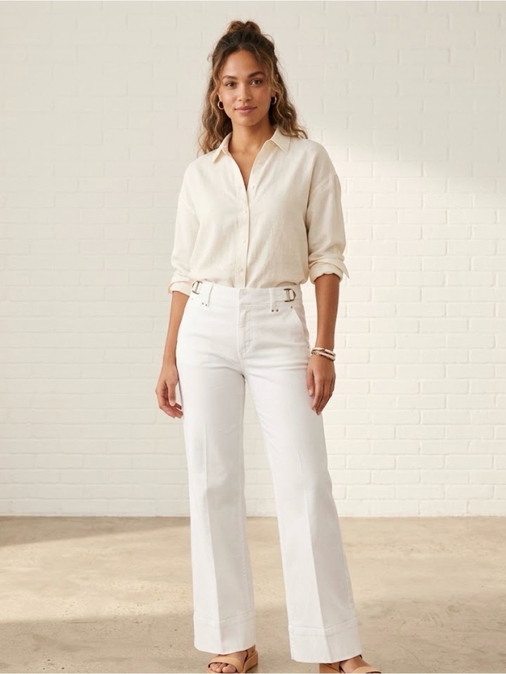 White Market Black Market -Rise Wide-Leg Women’s Jeans in White